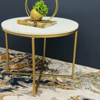 Golden Minimalist Metal Center Table in Criss Cross Design