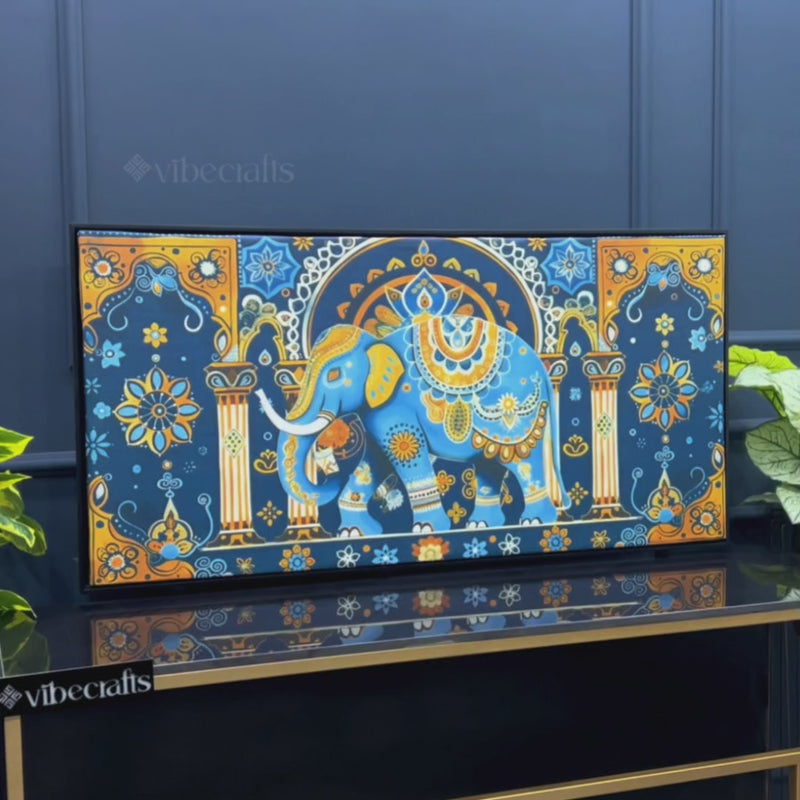 Mesmeric Elephant Mandala Art Traditional Indian Canvas Wall Painting