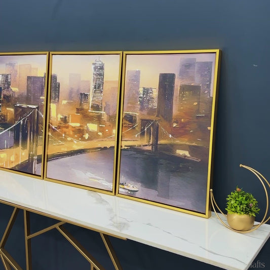 New York City Bridge Premium Floating Canvas Wall Painting Set of Three