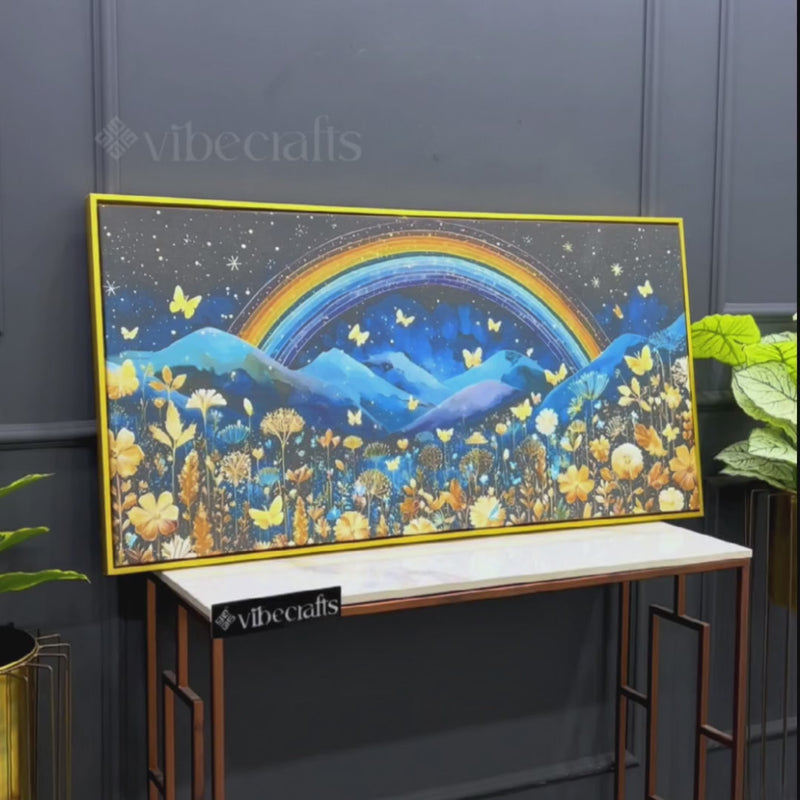 Dreamy Rainbow Abstract Canvas Painting for Home Interiors
