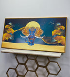 Beautiful Golden Flowers with Elephant Premium Canvas Wall Painting