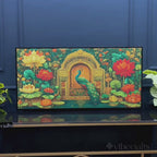 Vibrant Peacock and Red Lotus Floral Canvas Wall Painting