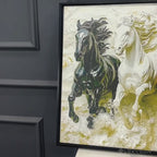 3D Art Auspicious Canvas wall Painting of Seven Running Horses