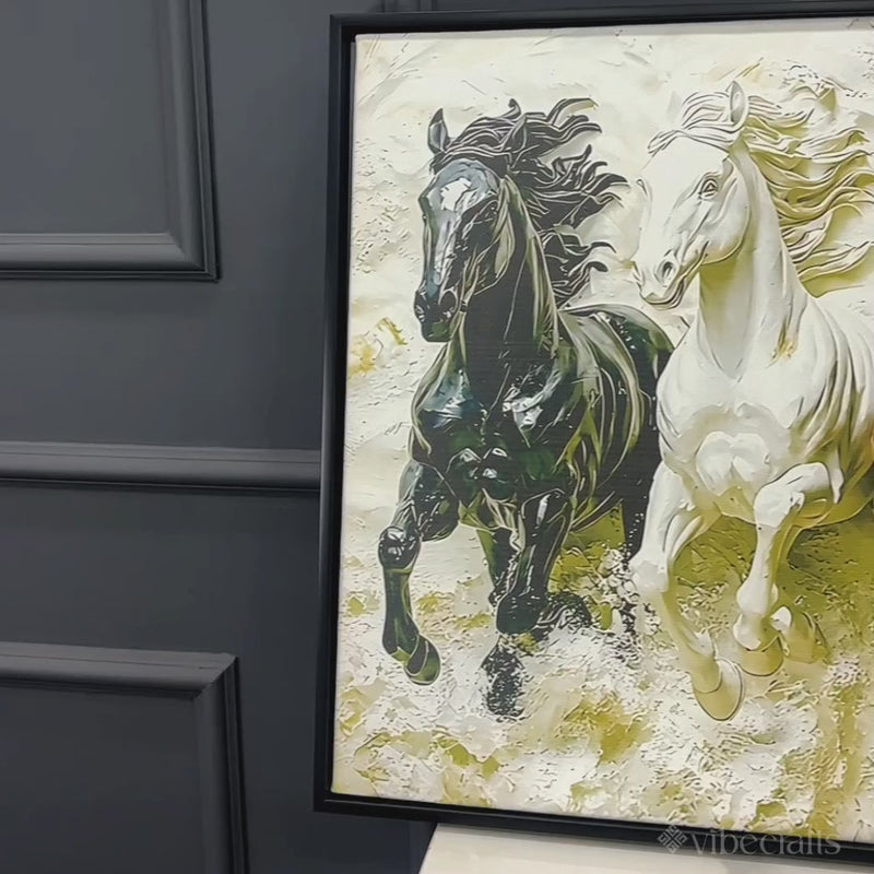 3D Art Auspicious Canvas wall Painting of Seven Running Horses