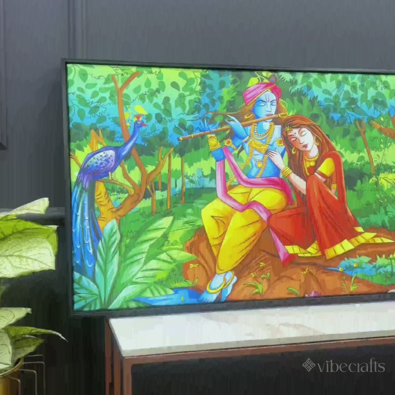 Lord Radha Krishna in Forest Wall Painting