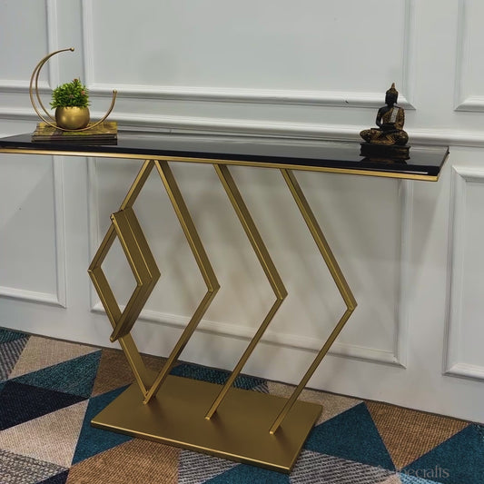 The Essence Of Style Black Marble Golden Console Table