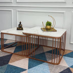 Square Copper Tethered Nesting Table Set of 2
