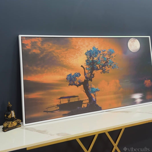 Amazing Tree Under the Moonlight Premium Painting