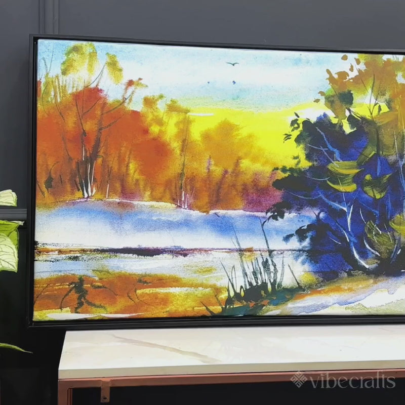 Water Color Landscape of Beautiful Trees Canvas Wall Painting