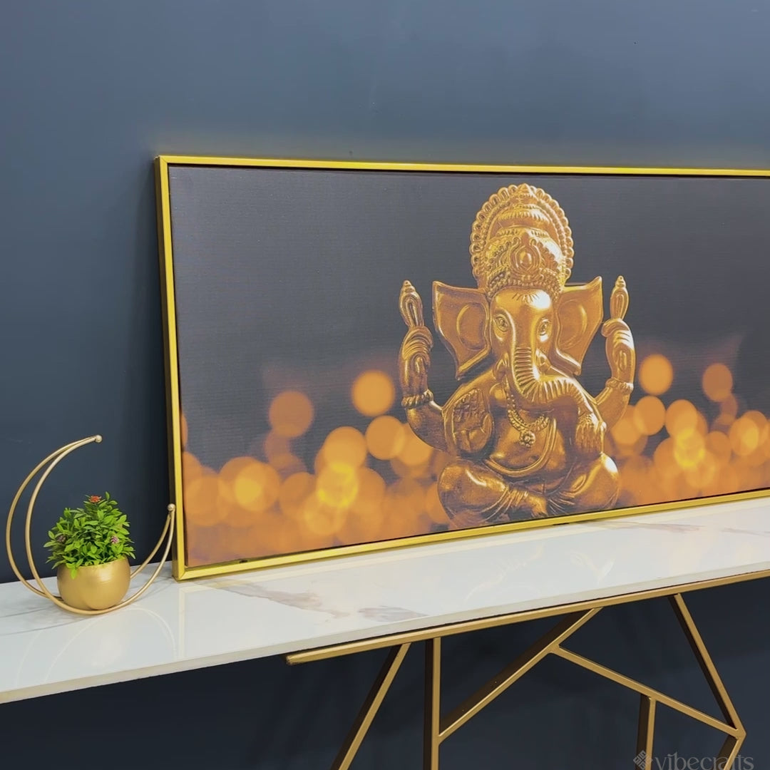 Premium Wall Painting of Golden Lord Ganesha