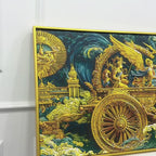 Epic Mahabharata War Scene Krishna Arjuna Painting