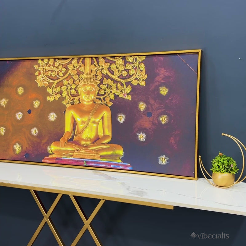 Spiritual Golden Gautam Buddha Canvas Wall Painting