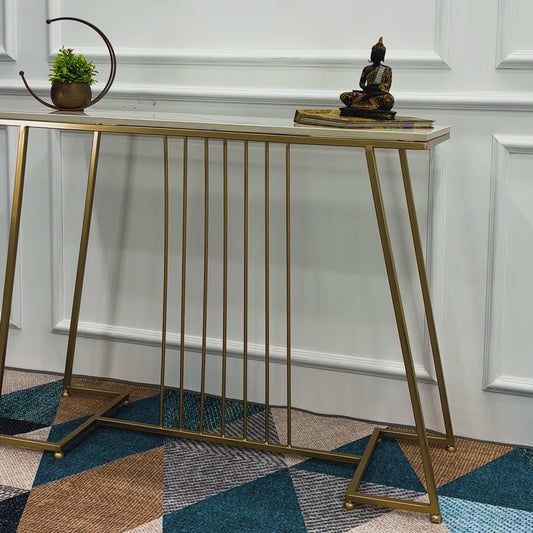 Creative White Marble Golden Top Console Table