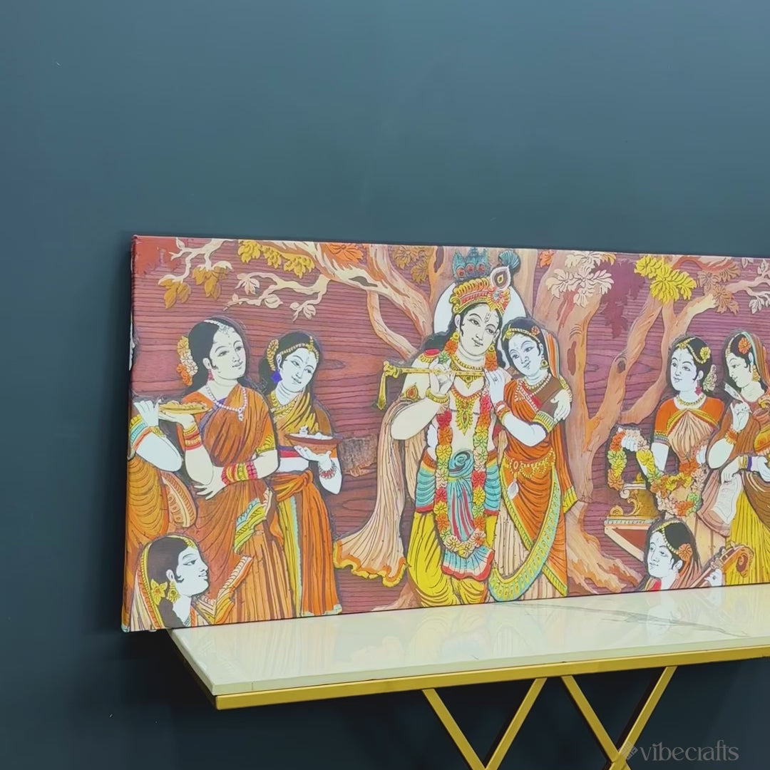 Radha Krishna Rasleela Large Canvas Wall Painting