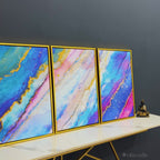 Colorful Ink Floating Canvas Wall Painting Set of Three