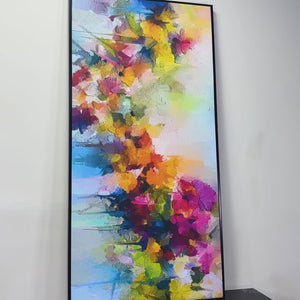 Vibrant Abstract Floral Painted Brush Stroke Premium Canvas Wall Painting