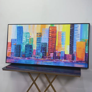 Colorful City Skyline Premium Canvas Wall Painting