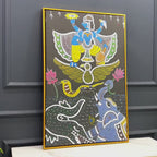 Madhubani Krishna Divine Scene Canvas Painting