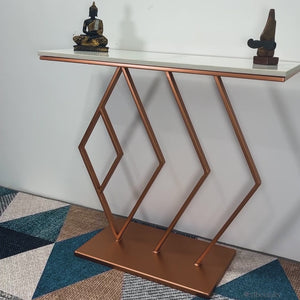 Classic Design Copper Console Table in Geometric Pattern