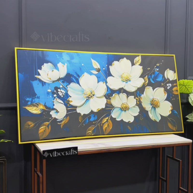 Premium White Flower Canvas Wall Art Painting for Wall Décor