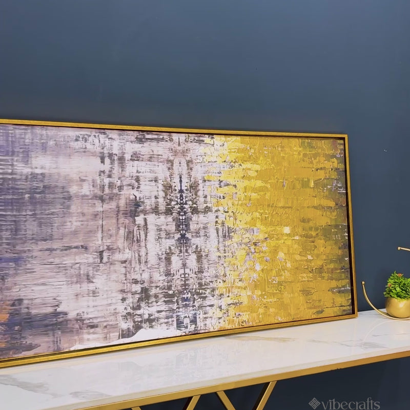 Modern Golden Abstract Textured Premium Canvas Wall Painting