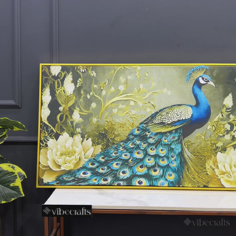 Floral Peacock Canvas Wall Painting for Luxury Home Décor