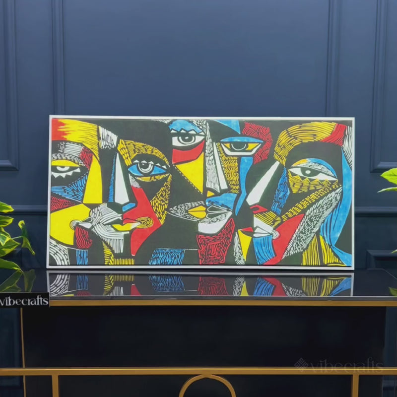 Colorful Abstract Faces Premium Canvas Wall Painting