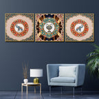 Pride of Wild Elephant Framed Crystal Glass Painting Set of 3