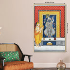 Priest Offering Prayers to Lord Shrinath Ji Pichwai Canvas Wall Painting