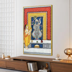 Priest Offering Prayers to Lord Shrinath Ji Pichwai Canvas Wall Painting