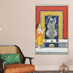 Priest Offering Prayers to Lord Shrinath Ji Pichwai Canvas Wall Painting