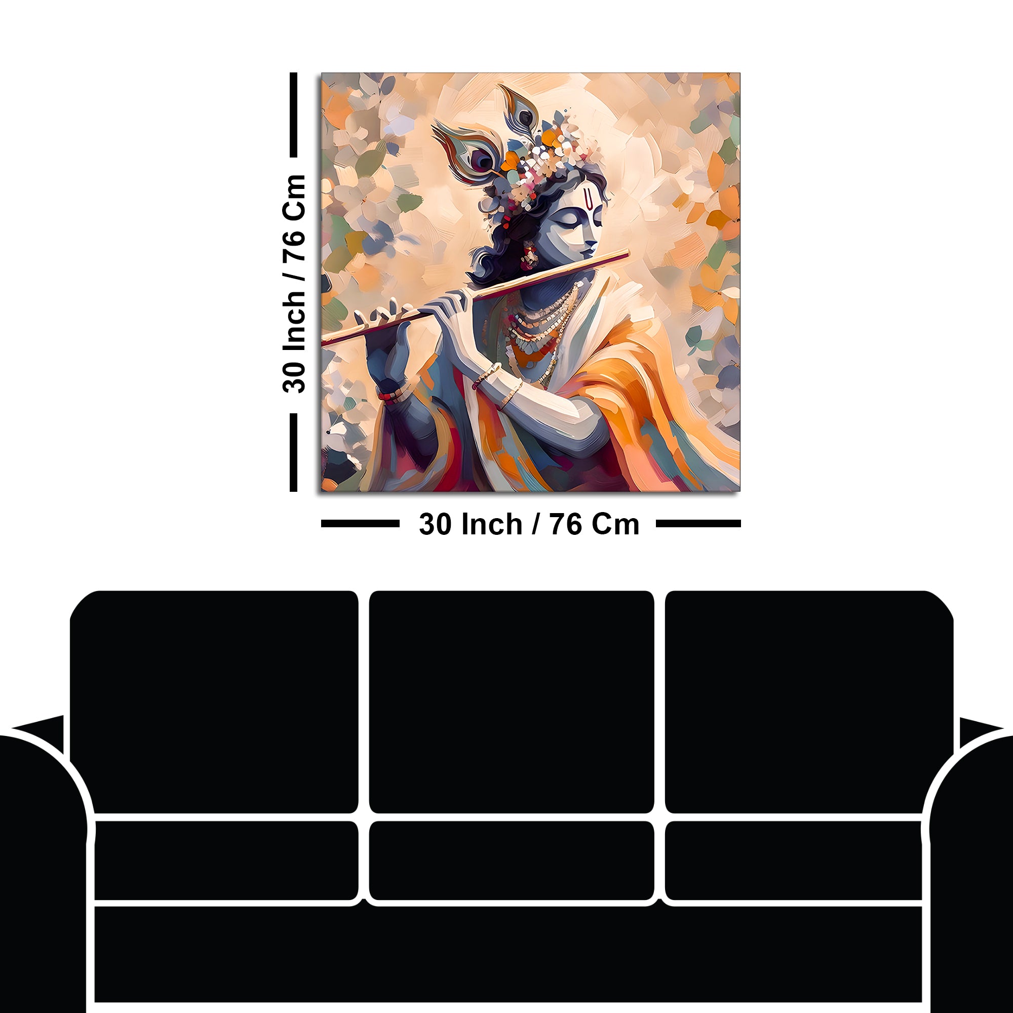 Blissful Lord Krishna Flute Melody Abstract Canvas Wall Painting