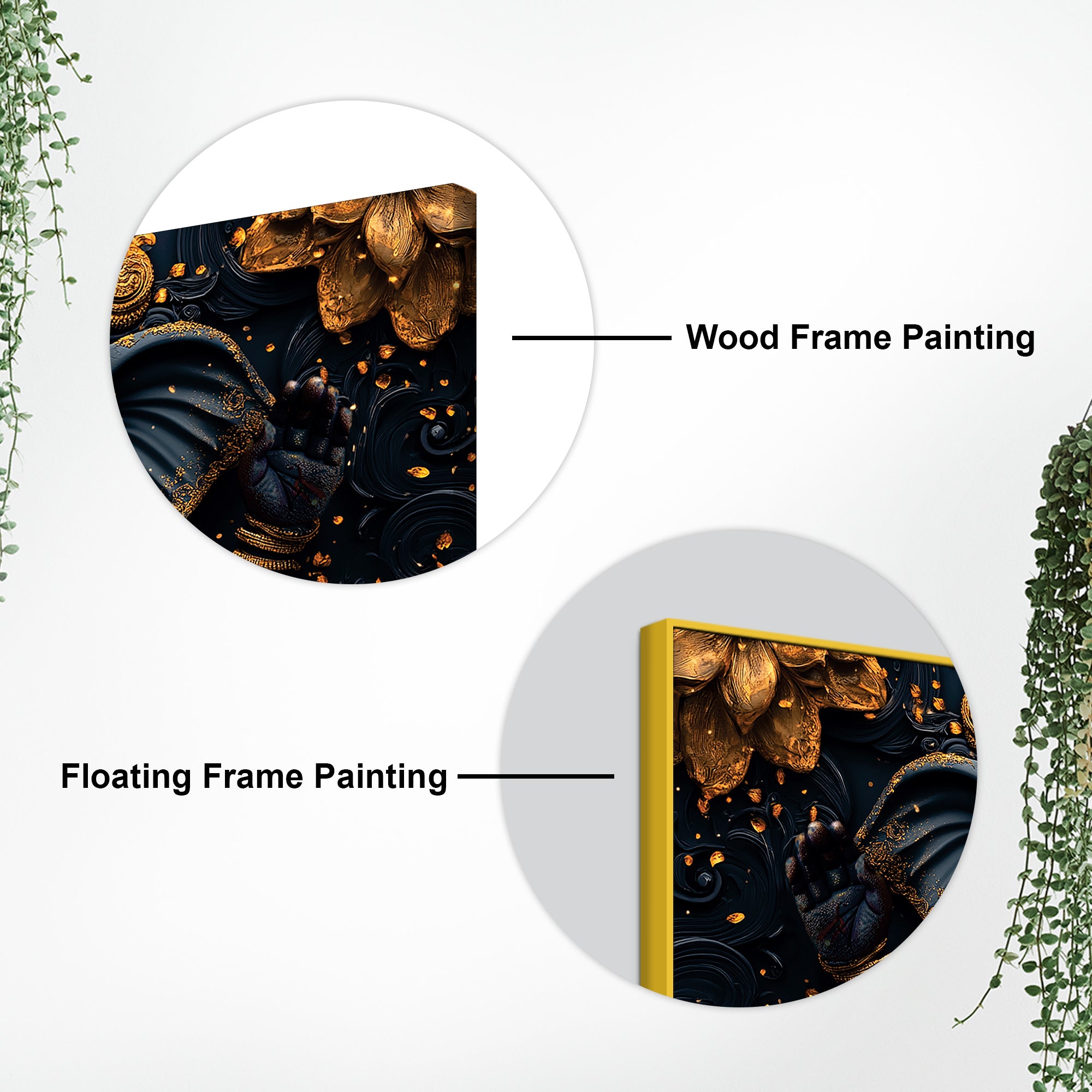 Divine Royal Black & Gold Lord Ganesha Canvas Wall Painting for Modern Home & Office Spaces