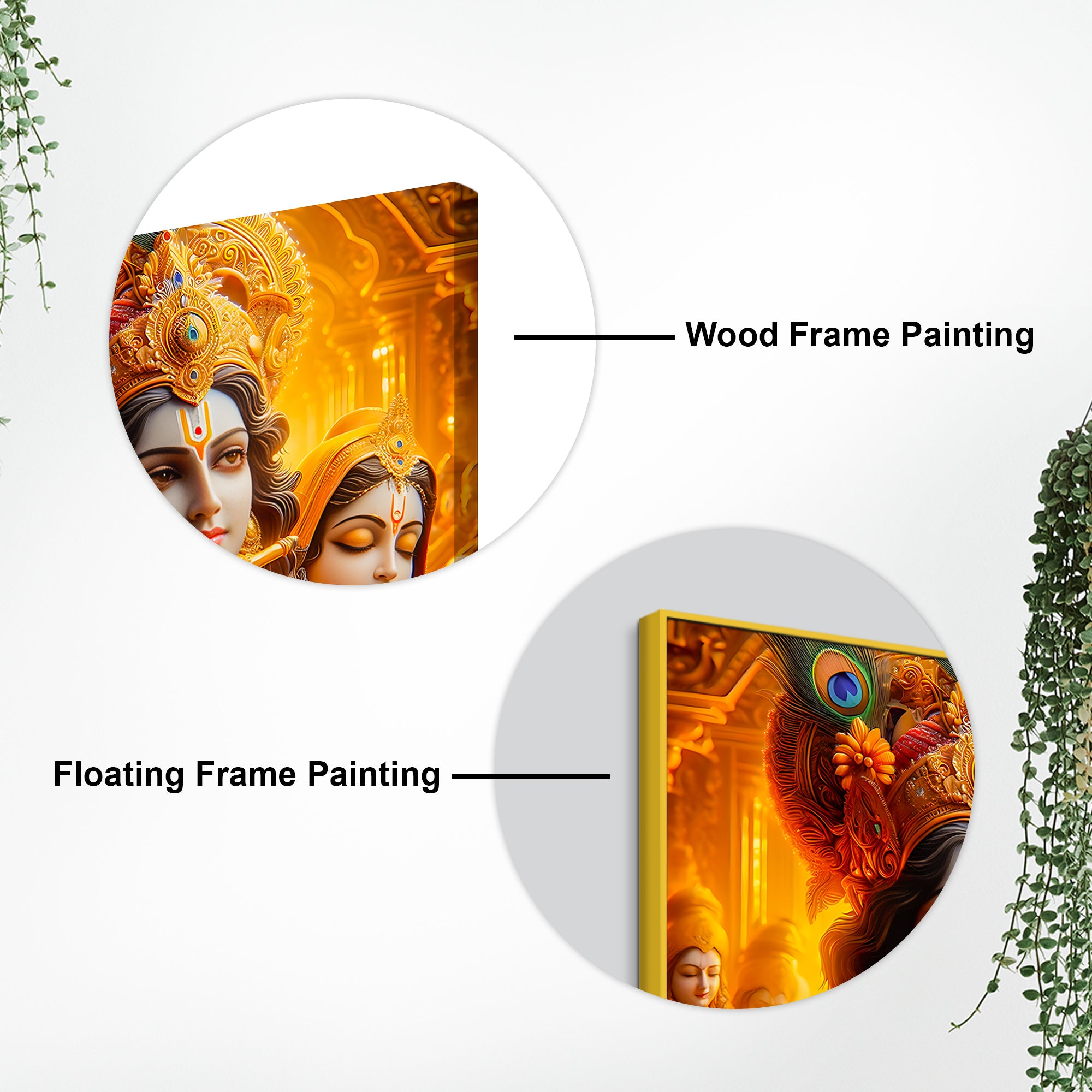 Majestic Shri Krishna Radha Playing Flute Canvas Wall Painting