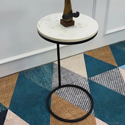 Ring Base Black Marble Designer Side Table