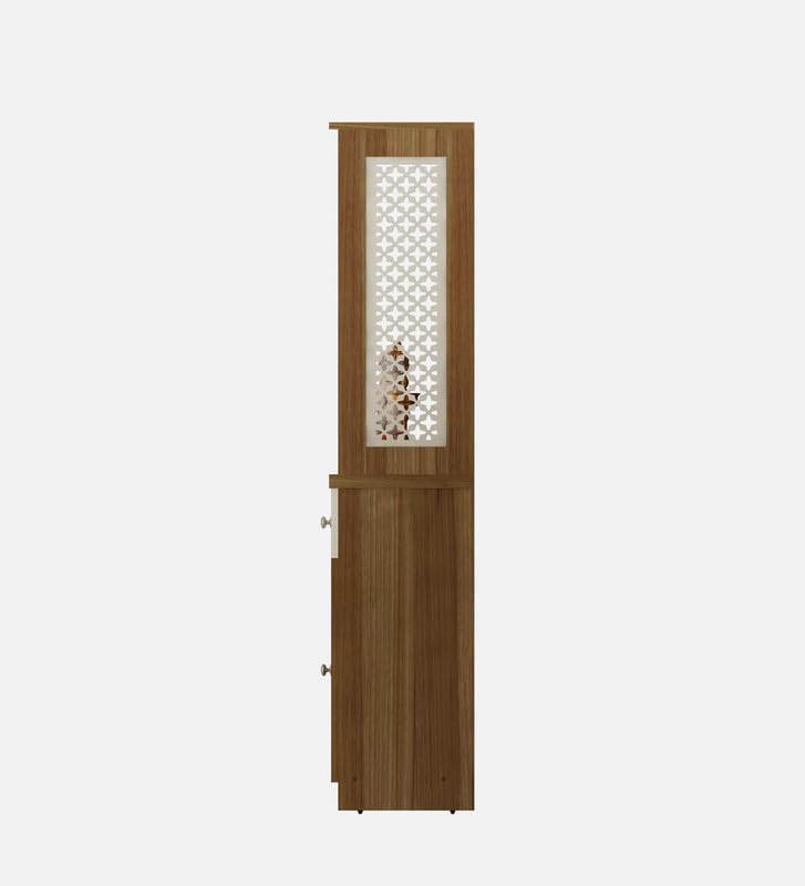 Stylish White Arch Design Wooden Floor Temple with Drawer & Storage Cabinet for Home & Office Space