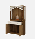 Stylish White Arch Design Wooden Floor Temple with Drawer & Storage Cabinet for Home & Office Space
