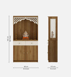 Stylish White Arch Design Wooden Floor Temple with Drawer & Storage Cabinet for Home & Office Space