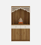Stylish White Arch Design Wooden Floor Temple with Drawer & Storage Cabinet for Home & Office Space