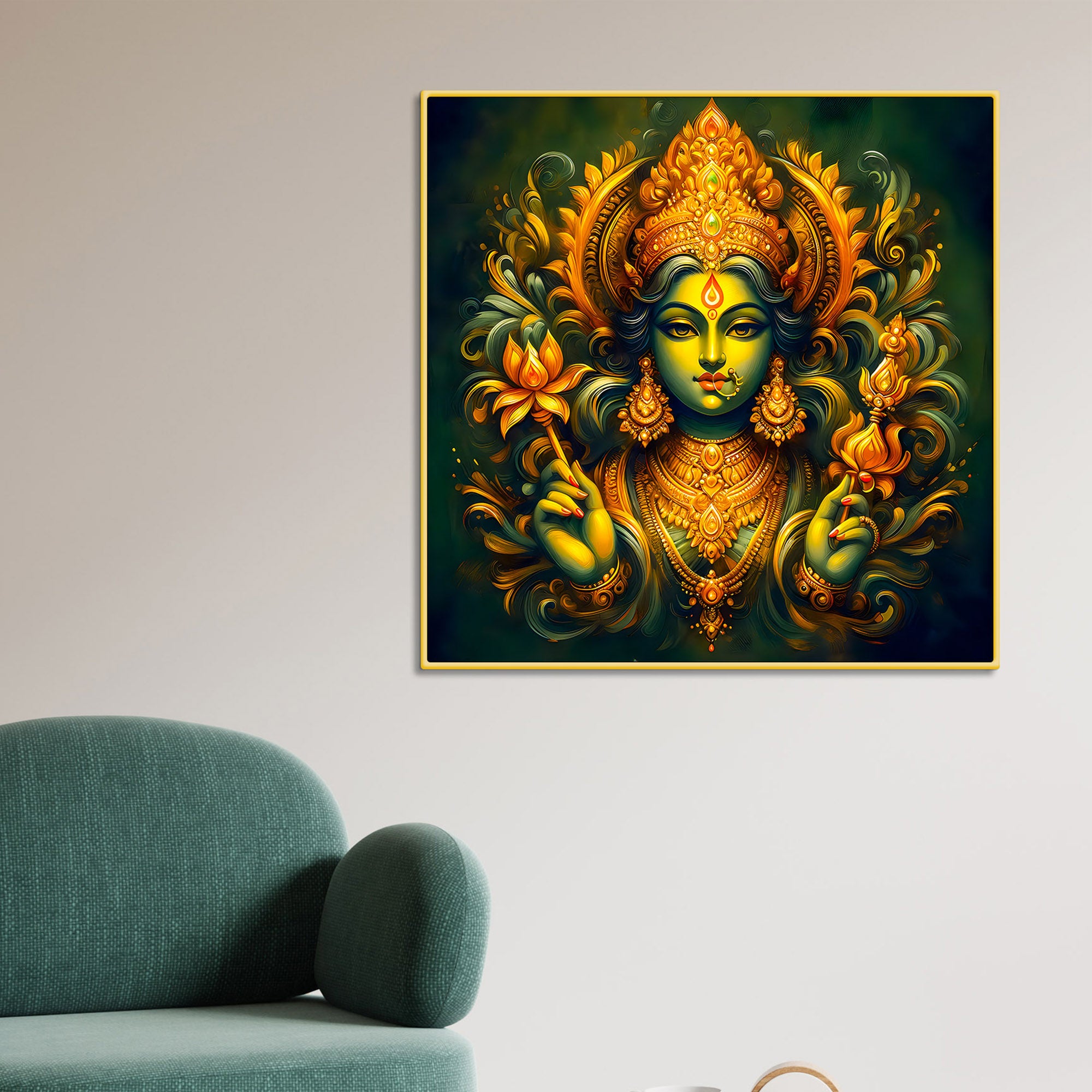 Prosperity Goddess Lakshmi Religious Wall Painting