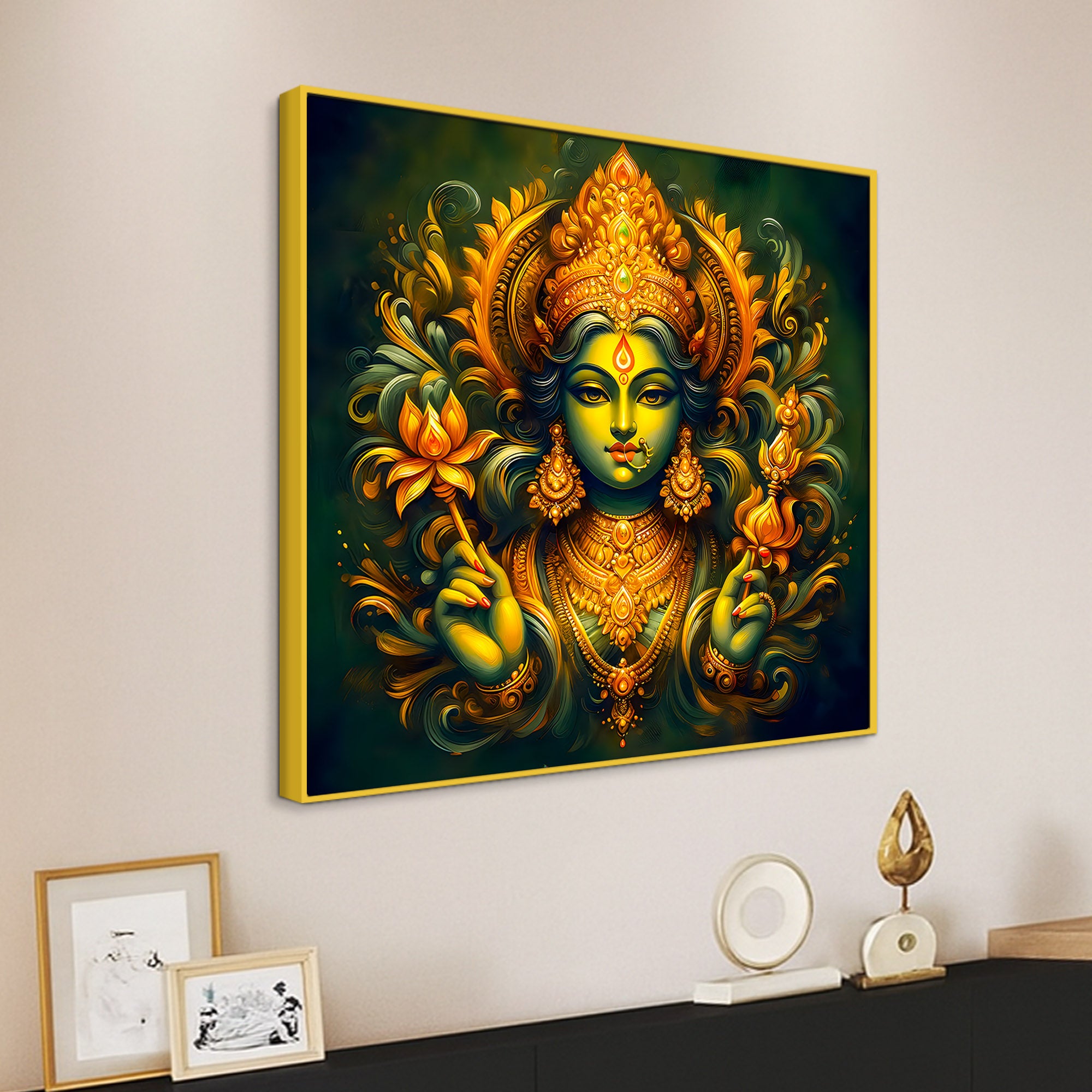 Prosperity Goddess Lakshmi Religious Wall Painting