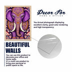Purple Elephant & Peacock Floral Art Wall Frame Set of Four