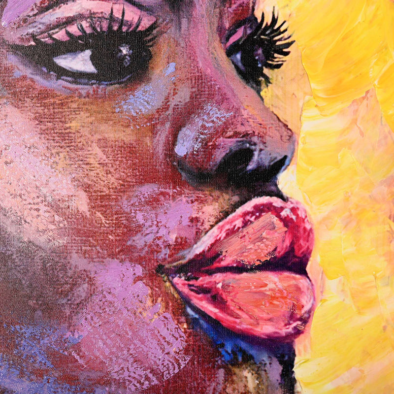 Queen of Fire in Glow Hand Painted Wall Painting with Floating Frame