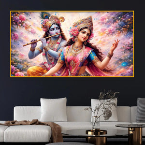 Radha Krishna Artistic Beauty Crystal Glass Painting