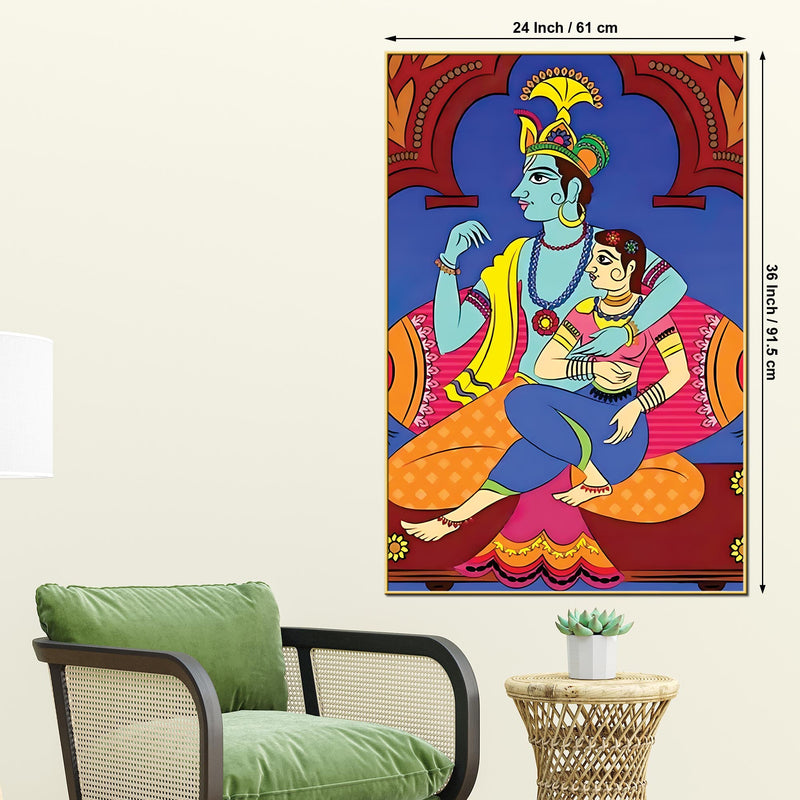 Radha Krishna Canvas Wall Painting | Devotional Wall Decor & Gifting