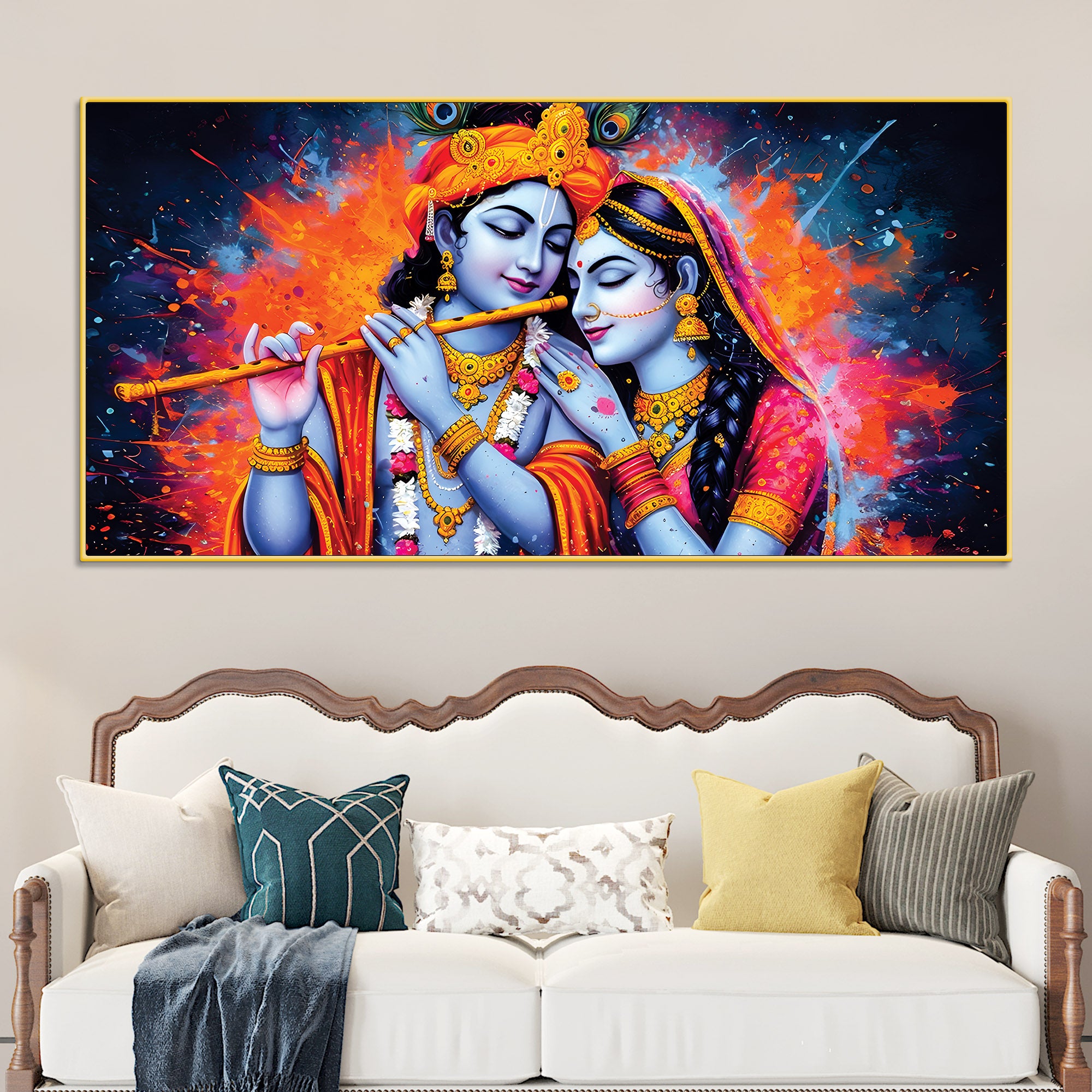 Radha Krishna Color Splash Modern Painting
