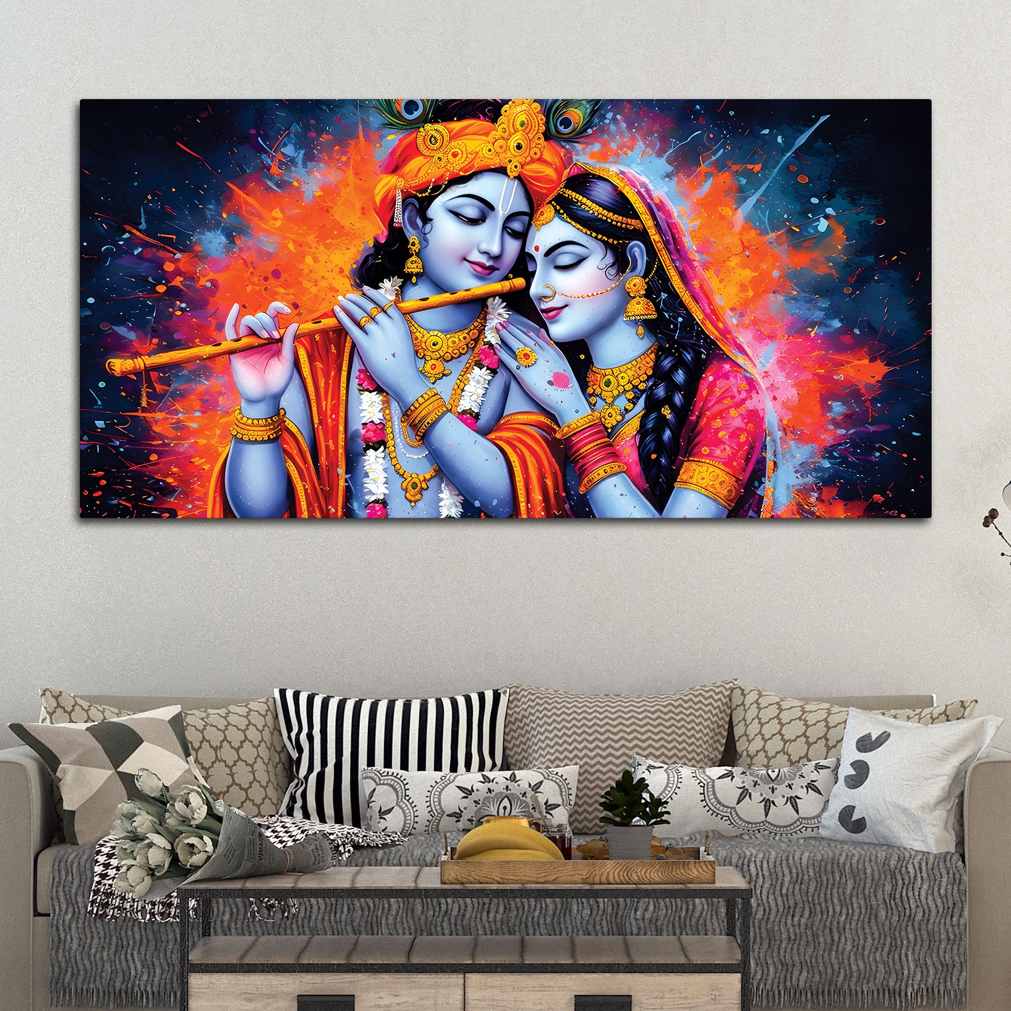 Radha Krishna Color Splash Modern Painting