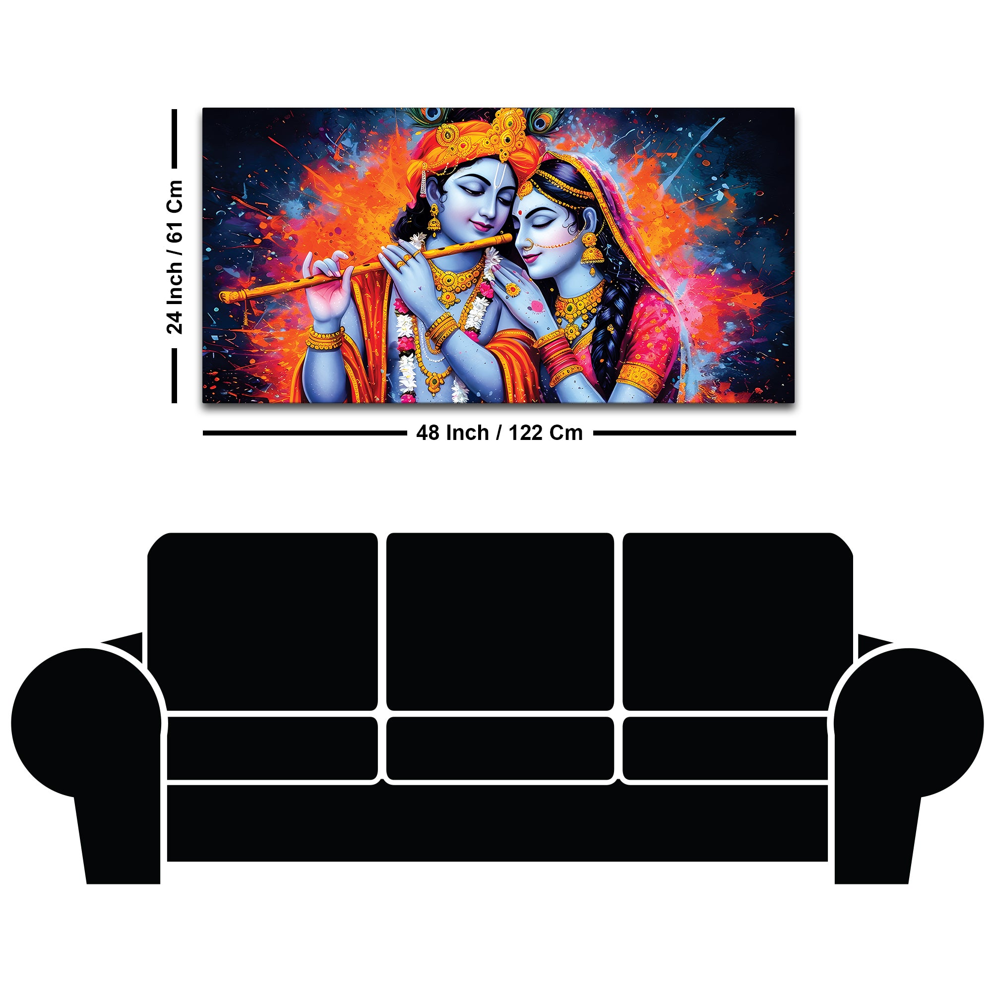 Radha Krishna Color Splash Modern Painting