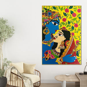 radha-krishna-colorful-madhubani-canvas-painting