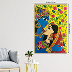Radha Krishna Colorful Madhubani Canvas Painting
